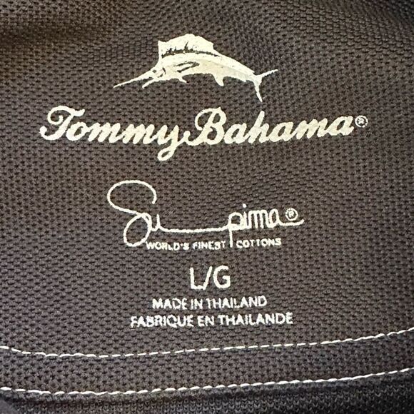 Tommy Bahama Charcoal Black 3/4 Sleeve Supima Shirt in Size Large - Picture 2 of 6